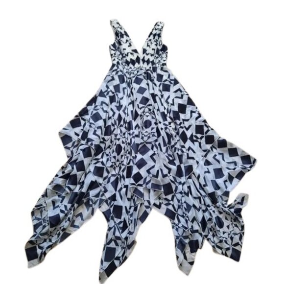 Alice + Olivia black & white diamond kaleidoscope geometric maxi dress Size 0 - Picture 6 of 15